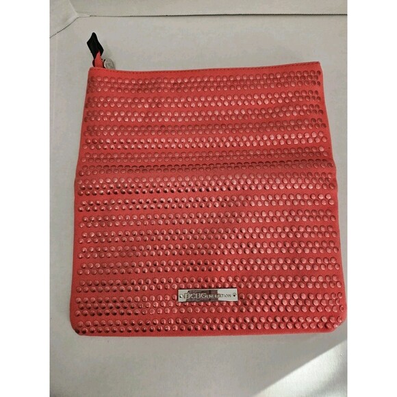 BCBGeneration Pink Studded Canvas Foldover Clutch - Picture 2 of 5